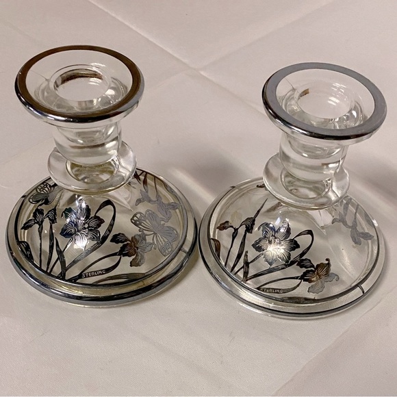 Other - Pair Of Candle Stick Holders sterling silver overlay marked vintage classic